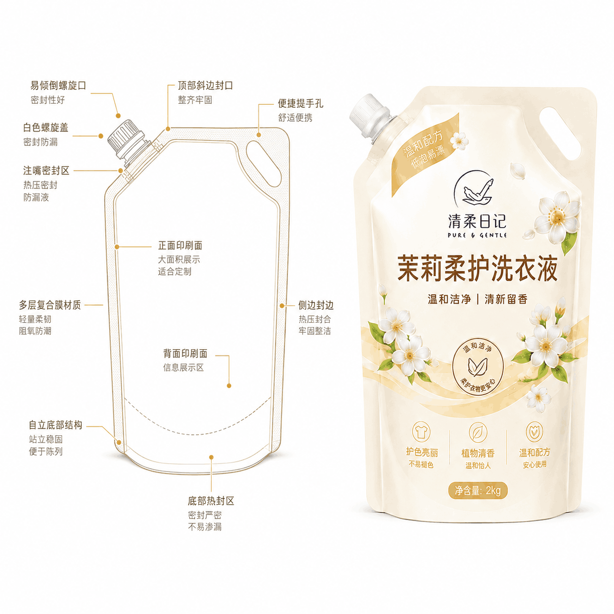 吸嘴袋洗衣液二线稿
