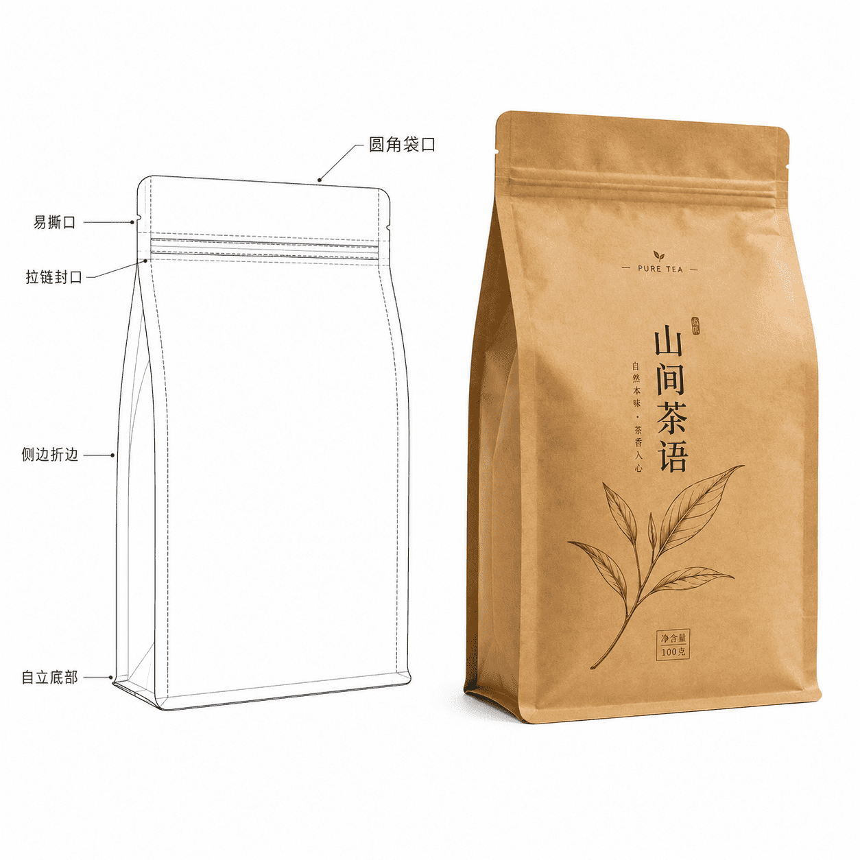 八边封牛皮纸茶叶袋二线稿_compressed